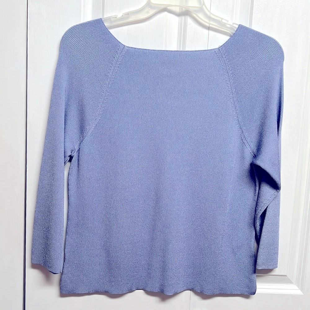 Sigrid Olsen Corn Field Blue Mid Sleeve Boat Neck Knit Top Size M